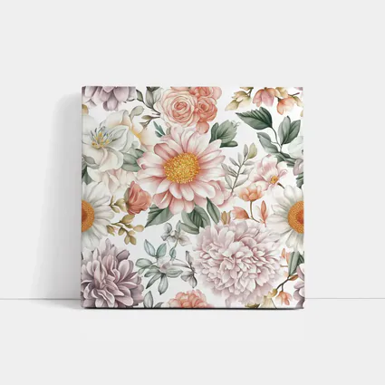 Watercolor Peonies Roses Daisies Floral Pattern
