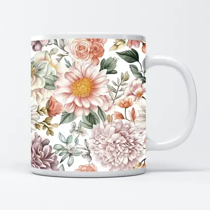 Watercolor Peonies Roses Daisies Floral Pattern