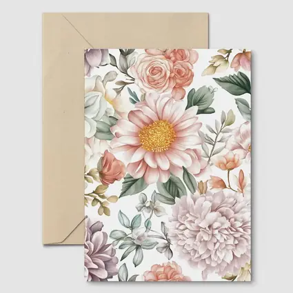 Watercolor Peonies Roses Daisies Floral Pattern
