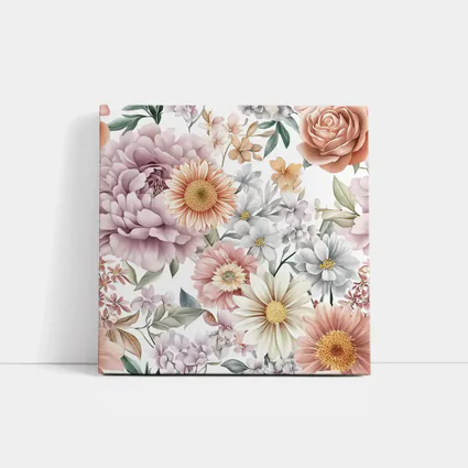 Watercolor Peonies Roses Daisies Floral Pattern