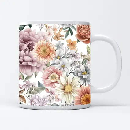 Watercolor Peonies Roses Daisies Floral Pattern