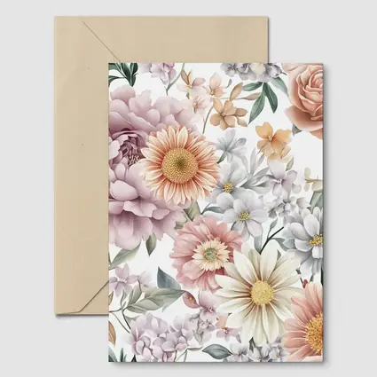 Watercolor Peonies Roses Daisies Floral Pattern