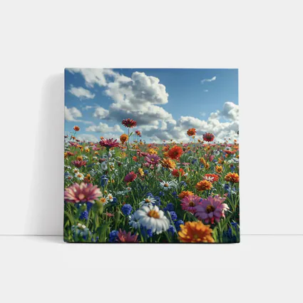 Wildflower Meadow Under Bright Blue Sky