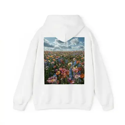 Colorful Wildflower Field Cloudy Sky