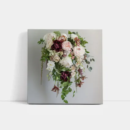Cascading Peony Rose Bouquet White Background