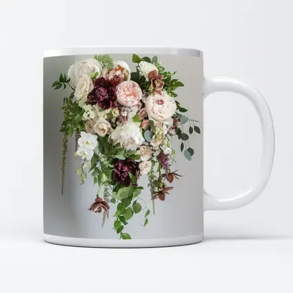 Cascading Peony Rose Bouquet White Background