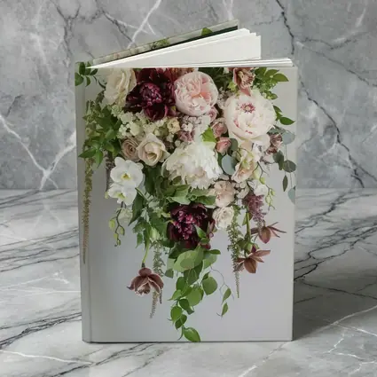 Cascading Peony Rose Bouquet White Background