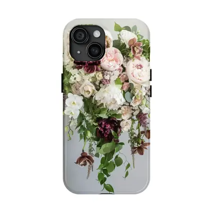 Cascading Peony Rose Bouquet White Background