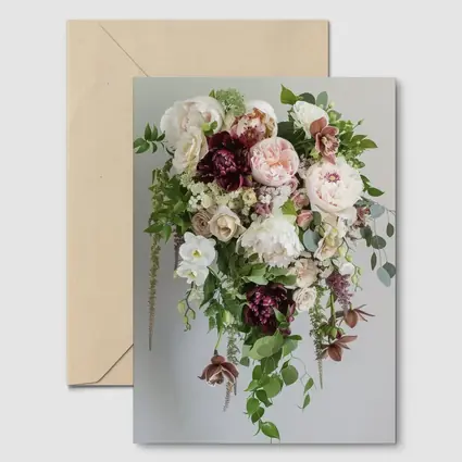 Cascading Peony Rose Bouquet White Background