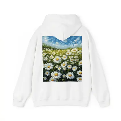 Daisy Field Painting Blue Sky Summer