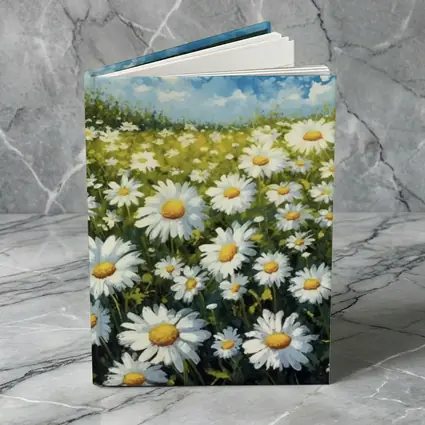Daisy Field Painting Blue Sky Summer