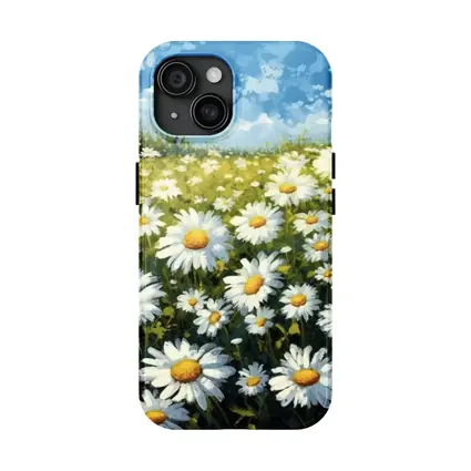 Daisy Field Painting Blue Sky Summer