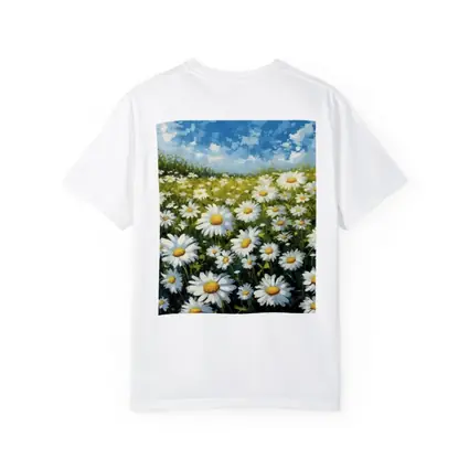 Daisy Field Painting Blue Sky Summer