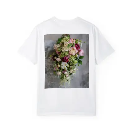 Pink Peonies Orchids Roses Floral Bouquet Gray