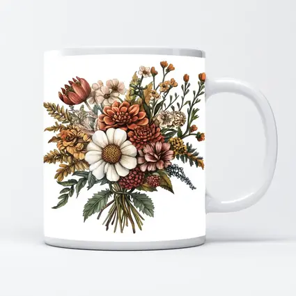 Autumn Wildflower Bouquet Botanical Illustration Art