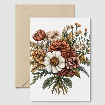 Autumn Wildflower Bouquet Botanical Illustration Art