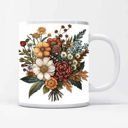 Autumn Wildflower Bouquet Botanical Illustration Art