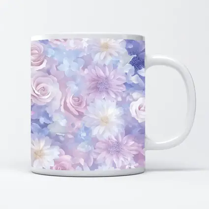 Soft Pastel Roses Daisies Floral Pattern