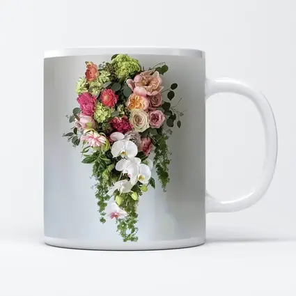 Cascading Orchid Rose Peony Floral Bouquet