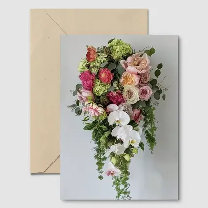 Cascading Orchid Rose Peony Floral Bouquet