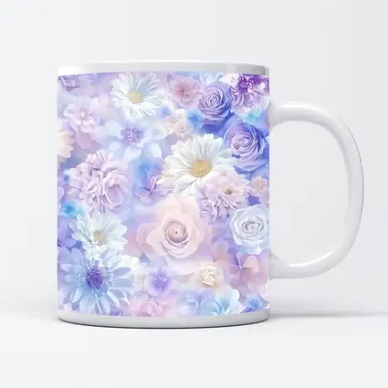 Soft Pastel Roses Daisies Floral Pattern