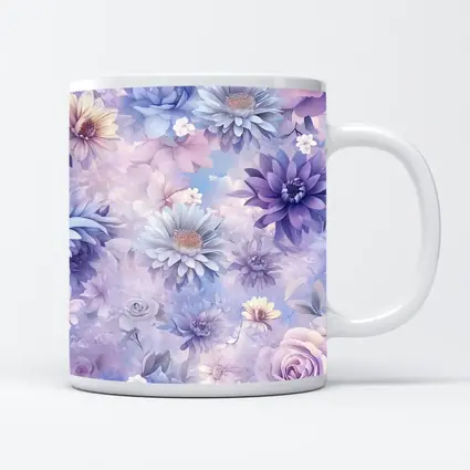 Soft Purple Blue Floral Watercolor Pattern Art