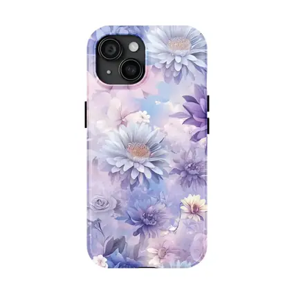 Soft Purple Blue Floral Watercolor Pattern Art