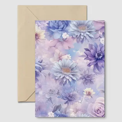 Soft Purple Blue Floral Watercolor Pattern Art