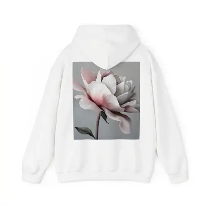 Pink White Rose Flower Gray Background Art