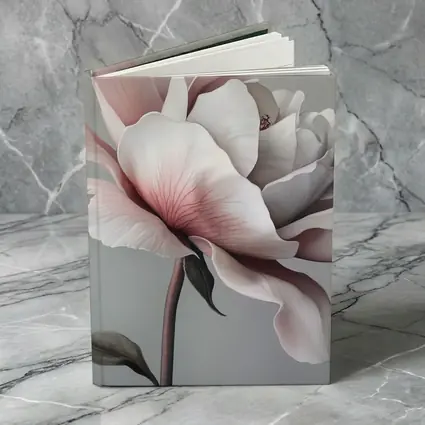 Pink White Rose Flower Gray Background Art