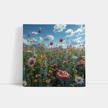 Wildflower Field Blue Sky Sunny Day