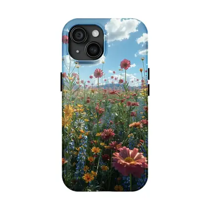 Wildflower Field Blue Sky Sunny Day