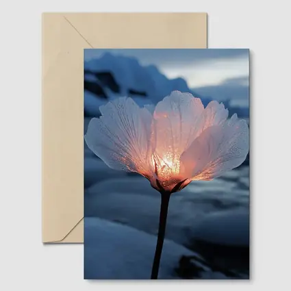 Glowing Ice Flower Arctic Glacier Winter Scene
