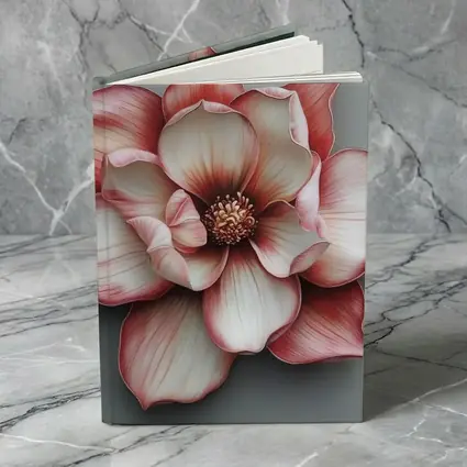 Pink Magnolia Flower Gray Background Art