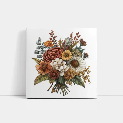 Autumn Wildflower Bouquet Botanical Illustration Art