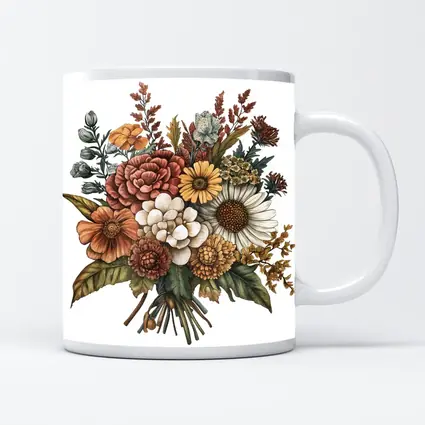 Autumn Wildflower Bouquet Botanical Illustration Art