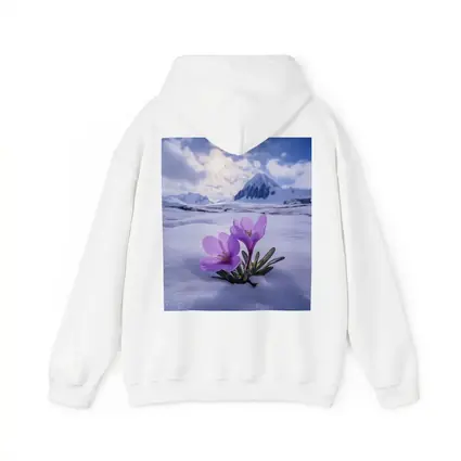 Purple Crocus Flowers Blooming In Snow