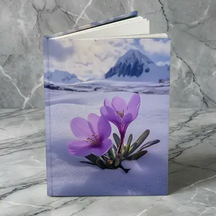 Purple Crocus Flowers Blooming In Snow
