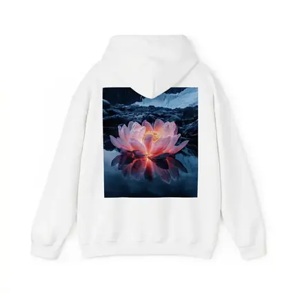 Glowing Lotus Flower on Dark Mountain Lake