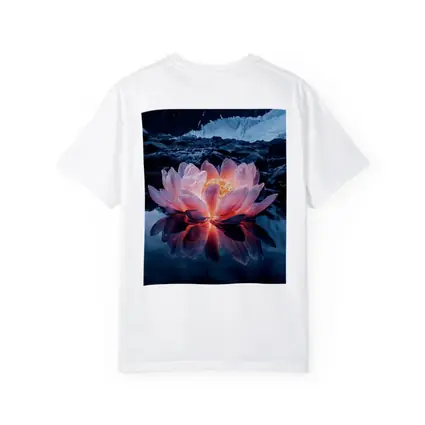 Glowing Lotus Flower on Dark Mountain Lake