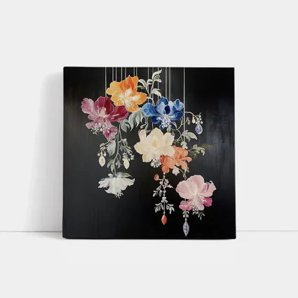 Colorful Flowers Hanging on Black Background