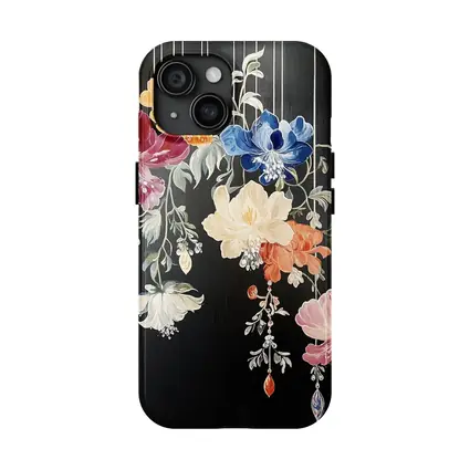 Colorful Flowers Hanging on Black Background