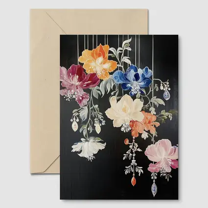 Colorful Flowers Hanging on Black Background