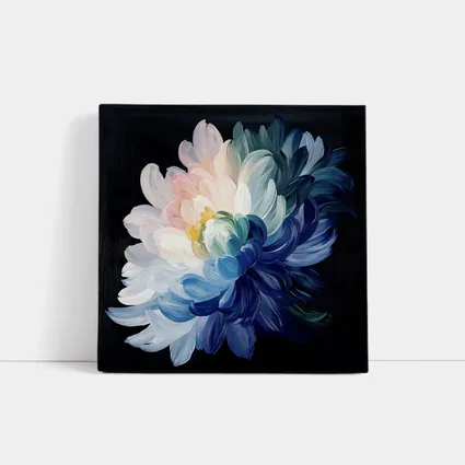 Chrysanthemum Oil Painting Dark Black Background