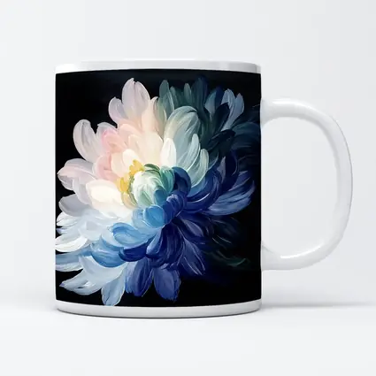 Chrysanthemum Oil Painting Dark Black Background