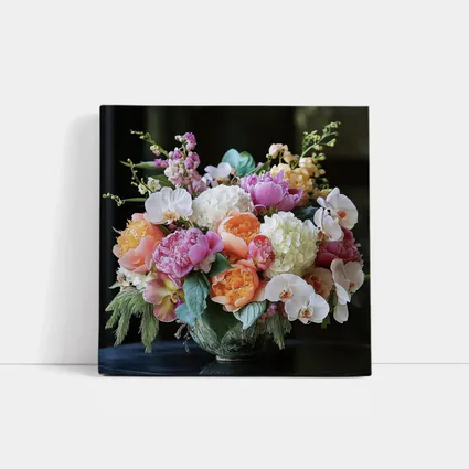 Peonies Orchids Hydrangea Bouquet Dark Background