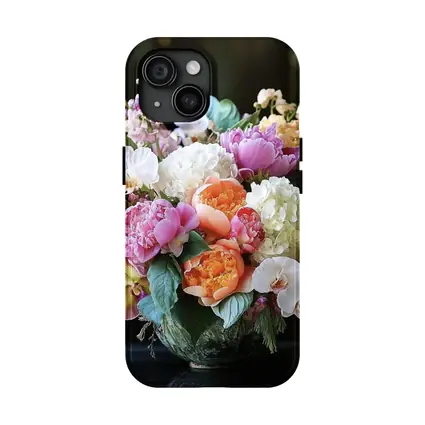 Peonies Orchids Hydrangea Bouquet Dark Background
