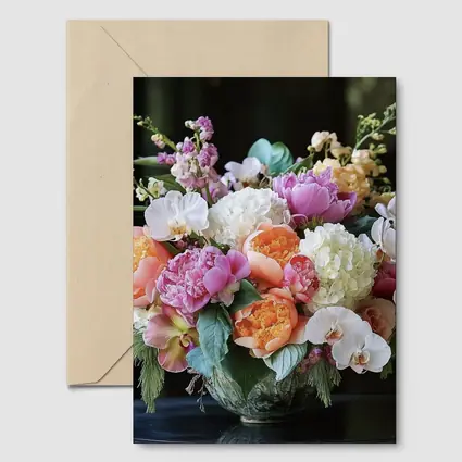 Peonies Orchids Hydrangea Bouquet Dark Background
