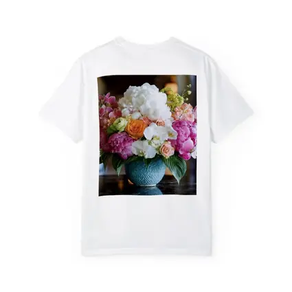 Pink Peonies Roses Orchids Blue Vase Arrangement