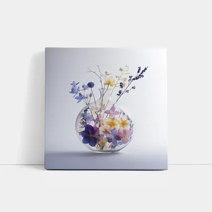Wild Flowers in Round Glass Vase